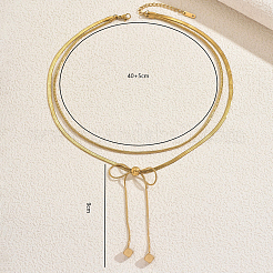 Elegante französische Halsketten aus Edelstahl mit doppellagiger Schleife und Quaste für Partys und Feiern&nbsp;JM5687