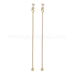 Rosca para oreja con micropavé de latón rectangular y circonita cúbica transparente&nbsp;EJEW-S274-02G