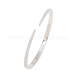 Brazaletes con bisagras de circonita cúbica transparente con micropavé de latón&nbsp;BJEW-F528-01P