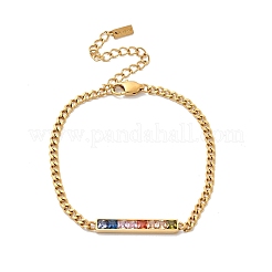 Rechteckige 304 Edelstahl-Glasgliederarmbänder für Damen&nbsp;BJEW-K237-17G
