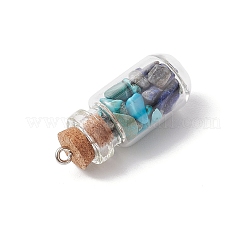 5 Stück 5 Stile Klarglas-Wunschflasche mit gemischten Edelsteinsplittern im Inneren Anhänger&nbsp;PALLOY-JF04164