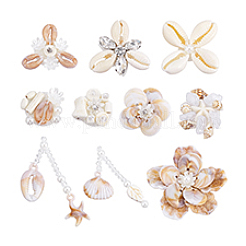 10 stücke 10 arten fühlte natürliche shell perlen ornament zubehör&nbsp;DIY-PH0033-48