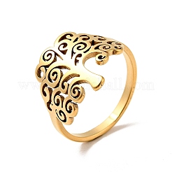 Anello da dito in acciaio inossidabile con placcatura ionica (ip) 201 albero della vita per donna&nbsp;RJEW-G266-03G