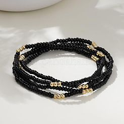Stretch-Armbandsets aus Messing und schwarzen Glasperlen&nbsp;GV0095