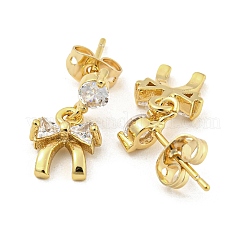 Ottone micro spianare orecchini zirconi&nbsp;EJEW-P261-44G