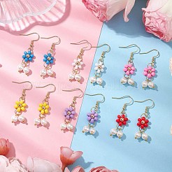 6 paio di orecchini pendenti con perle di conchiglia e semi di vetro di 6 colori&nbsp;EJEW-MZ00310