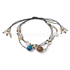 Bracelets multibrins réglables en pierres précieuses et fil de nylon&nbsp;BJEW-MZ00238