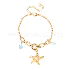 Bracelets à breloques en acier inoxydable 304 en forme d'étoile de mer&nbsp;BJEW-C135-02G