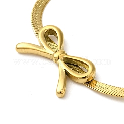 Collane con ciondolo a forma di fiocco con catena a serpente piatta in acciaio inossidabile 304 per donna&nbsp;NJEW-K383-02G
