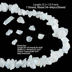 1 filo di perline di cristallo di quarzo naturale grezzo elettroplaccato&nbsp;G-GA0001-70