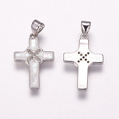 Pendentifs avec zircon cubiques à micro-pavés en laiton&nbsp;ZIRC-F057-02B