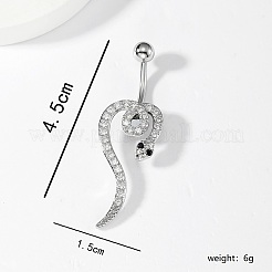 Stylische Bauchnabelringe aus Edelstahl mit Mikropflaster und klaren Zirkonia&nbsp;UK0800