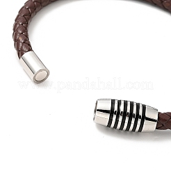 Lederarmband aus geflochtener Kordel mit magnetischen Säulenverschlüssen aus Edelstahl 304 für Männer und Frauen&nbsp;BJEW-C021-02-P