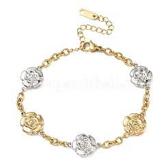 Bracelets à maillons camélia en acier inoxydable 304&nbsp;BJEW-A169-03GP