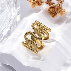 Wave 304 Edelstahl Fingerringe für Damen&nbsp;RJEW-F174-06G