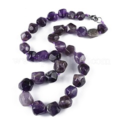 Halsketten aus Perlen aus natürlichen Amethystnuggets für Frauen und Männer&nbsp;NJEW-K388-01E