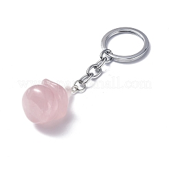 Schlüsselanhänger aus natürlichem Rosenquarz&nbsp;KEYC-P011-04P-10