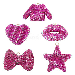 5 Stück 5 Stile handgemachte Polymer Clay Glas Strass große Anhänger&nbsp;RB-BT0001-04