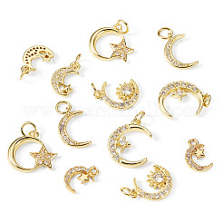 12pcs 6 styles pendentifs en laiton micro pavé de zircone cubique&nbsp;KK-TA0008-69
