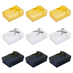 12 Stück 3 Farben Rechteckige Papier-Schmuckset-Geschenk-Aufbewahrungsboxen&nbsp;CON-TA0001-21