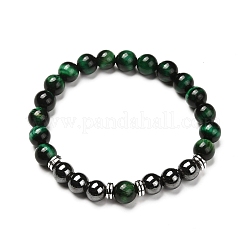Set di bracciali elasticizzati con perline naturali occhio di tigre (tinte).&nbsp;BJEW-JB06653-03