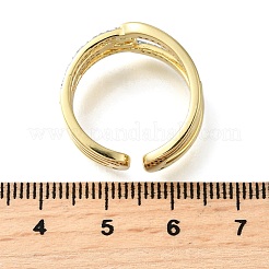 Anneaux de manchette ouverts en laiton micro pavé de zircone cubique&nbsp;RJEW-D313-11PG