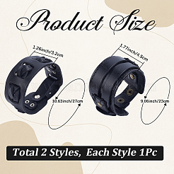 2 Stück 2 Stile Rindslederschnur breite Kordelarmbänder&nbsp;BJEW-CL0001-38A