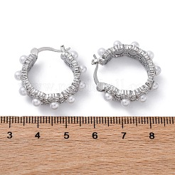 Orecchini a cerchio in ottone e perle finte abs&nbsp;EJEW-R016-22P