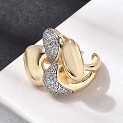 Bagues de manchette en laiton avec micro pavé de zircone cubique transparente pour femmes&nbsp;RJEW-H262-01G