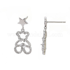 Accessoires de puces d'oreilles en laiton zircone cubique claire micro pavé&nbsp;KK-S356-620P-NF