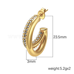 Boucles d'oreilles demi-créoles en acier inoxydable 304 avec strass et cristal pour femmes&nbsp;WG20CE2-02