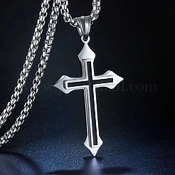 Collana pendente croce smaltata con catene a scatola&nbsp;RELI-PW0001-035P