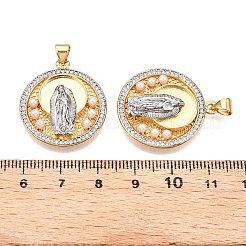 Messing-Mikropflaster mit Zirkonia und ABS-Imitationsperlenanhängern&nbsp;KK-T070-18G