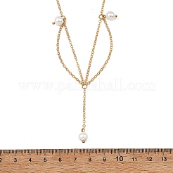 Collana da donna con ciondolo a forma di perla bianca rotonda e catena in ottone.&nbsp;NJEW-JN06349