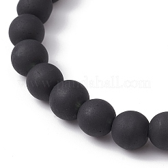 Set di braccialetti elasticizzati con perline rotonde di vetro e ematite sintetica da 2 pz 2 stili&nbsp;BJEW-JB10051-02