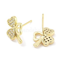 Boucles d'oreilles en laiton avec micro pavé de zircone cubique transparente pour femmes&nbsp;EJEW-S217-D08