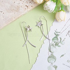 Boucles d'oreilles pendantes en argent sterling plaqué rhodium anti-ternissement avec 925 étoile et pampille en chaîne&nbsp;JE1043A