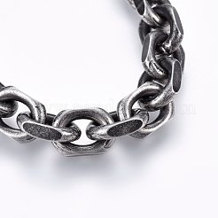Retro-Armbänder aus 304 Edelstahl mit Ankerkette&nbsp;BJEW-L631-27AS