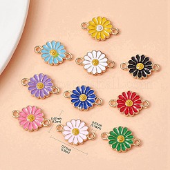 10 Stück 10-Farben-Zinklegierungs-Emaille-Sonnenblumen-Verbindungsanhänger&nbsp;ENAM-YW0003-42