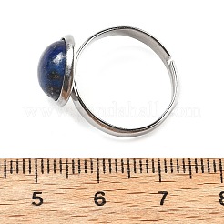 Halbrunde Fingerringe aus natürlichem Lapislazuli&nbsp;RJEW-M062-01P-28