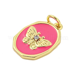Pendenti smaltati in ottone placcato a cremagliera&nbsp;KK-U021-17C-G