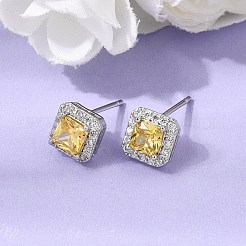 Pendientes de tuerca de circonio cúbico con micro pave de latón&nbsp;EJEW-G471-06P
