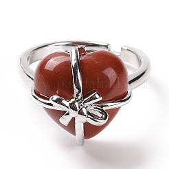 Edelsteinherz mit Bowknot-verstellbarem Ring&nbsp;RJEW-P031-02P