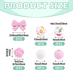 34 pièces 6 styles de perles de silicone&nbsp;SIL-TA0003-51A