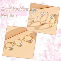 40 bague réglable en alliage avec strass&nbsp;RJEW-SP0001-01