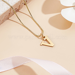 1 pz 304 collane con ciondolo a forma di lettera in acciaio inossidabile&nbsp;NJEW-LP0001-38V-G