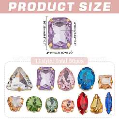 50 pieza de rhinestone de vidrio para coser&nbsp;GACR-WR0001-02B