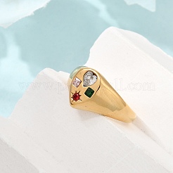 Anelli da dito in acciaio inossidabile con pavé di zirconi cubici colorati.&nbsp;SA-CBA90C5-04A-G
