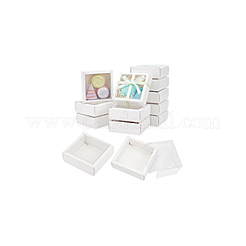 Scatole per biscotti quadrate in carta con finestra in pvc trasparente&nbsp;CON-WH0098-16A-02