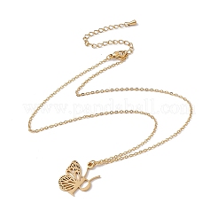 Lettera iniziale con collana pendente a farfalla&nbsp;LS-NJEW-C026-01G-P